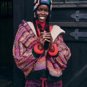 NWT Free People Multicolor Rue Sweater Winter Jacket